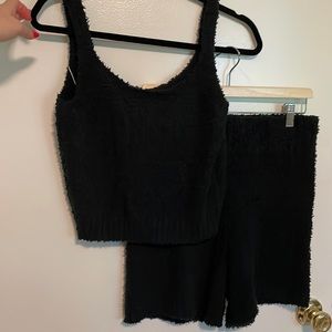 Skims Cozy Tank and Shorts Set Onyx Black size L XL
